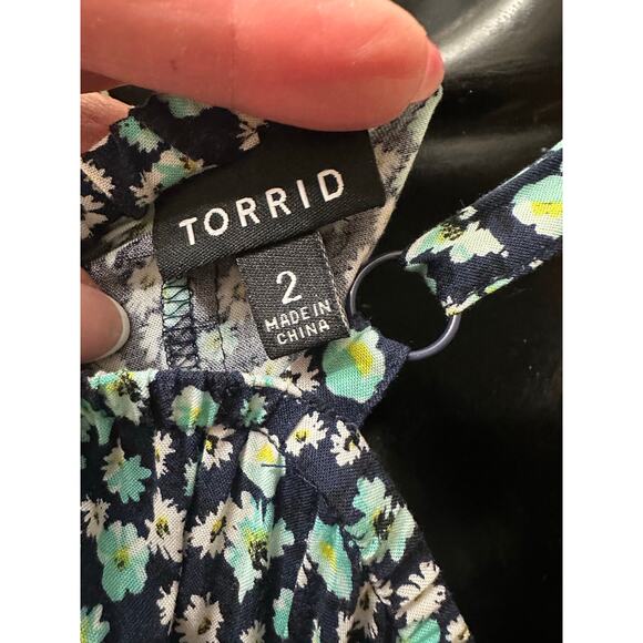 Torrid Size 2 Midi Dress Front Tie Floral Super Soft - Picture 4 of 7